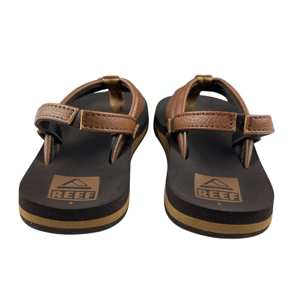 Reef Little Ahi Flip Flop Sandals Toddler Size 9 Brown Faux Leather Backstrap